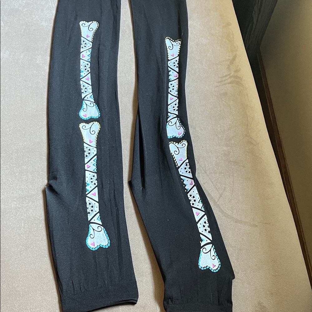 Kids Black Skeleton Print Leggings